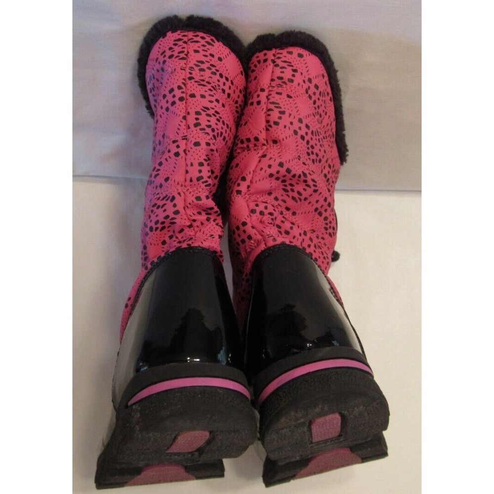 Totes Winter Boots Black and Pink Faux Fur Lined Side Zip Size 6M - Picture 6 of 10